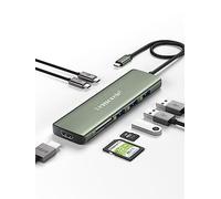 Lemorele Hub USB-C 8 en 1 Aluminio Espacial con HDMI 4K, 3 USB-A, PD 100W, SD/TF, Dato USB-C para Macbook Air/Pro M1, iPad M1, Chromecast, Windows, Switch, Teléfono Móvil