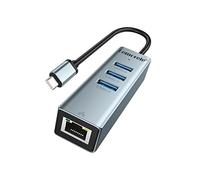 Lemorele Hub USB C - Adaptador USB C, Aluminio Espacial USB C Hub con 10/100 Mbps Ethernet, 1 USB 3.0, 2 USB 2.0, USB C Adaptador MacBook Air/Pro M1, Windows, Chromebook, HP, DELL