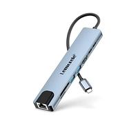 Lemorele Hub USB C Ethernet - 8 en 1, Aluminio Espacial Adaptador Hub con HDMI 4K, Ethernet, Carga Súper Rápida de 100W, 2 USB, USB C 2.0, SD/TF para MacBook M1 Air/Pro, Switch, Chromecast, Windows