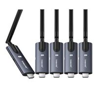 Lemorele Kit HDMI Inalámbrico 1 TX + 4 RX, 1080P@60Hz, 100 m, 5GHz, 50 ms | Incluye 4 receptores para 4 pantallas; antena 5dB y latencia aprox. 50 ms para eventos, grabación y monitorización