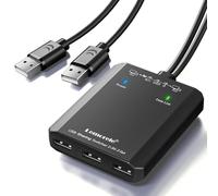 Lemorele KVM Switch for 2 PCs, 3-Port Sharing Hub (2-in-3 out) with 2 Cables for Keyboard, Mouse, Printer, Scanner