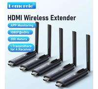 Lemorele-transmisor y receptor HDMI inalámbrico, monitoreo de aplicaciones, latencia de menos de 50ms, transmisor Plug & Play, proyector de TV portátil 1TX and 3RX