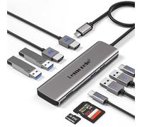 Lemorele Upgrade 10 en 1 USB C Docking Station - Adaptador de carcasa de aluminio con Dual HDMI 4K, 4 USB 3.0/2.0, datos, 100 W PD, SD/TF - Hub para PC, portátil, MacBook, HP, Dell, Lenovo