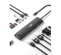Lemorele USB C Docking Station 13 in 1 USB C Hub con 2 HDMI 4K VGA, Gigabit Ethernet, 100W PD, 4 Puertos USB 3.2/2.0, Type-C 3.2, Lector de Tarjetas SD/TF, Audio, para MacBook Pro/Air, Windows Laptop
