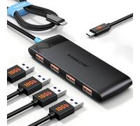 Lemorele USB C hub para portátil con 4 Puertos USB 3.2 Gen 2(10Gbps), USB C Splitter hub Cable Longitud 20CM Aplicable para MacBook, Windows