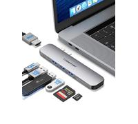 Lemorele USB C Multiport Hub 7 en 2 Adaptador con Thunderbolt 3, 3*USB 3.0, HDMI 4K, 100W PD, Puerto SD/TF, USB C Hub para MacBook Pro/Air M1 M2 2022 2021 2020 2019 2018...(Diseñado para MacBook)