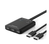 Lemorele usb switch Adaptador, 3 Puertos Compartidos para 2 PCs, Hub KVM con 2 Cables USB para Mouse, Teclado, Escáner y Impresora