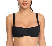Lemorosy - Sujetador Balconette con Aros para Mujer básico Tirantes Acolchados Media Copa Push up (Negro,90C)