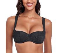 Lemorosy - Sujetador Balconette con Aros para Mujer básico Tirantes Acolchados Media Copa Push up (Negro,95F)