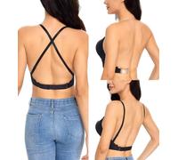 Lemorosy Sujetador Mujer Cómodo U con Aros con Almohadilla Acolchada Bra Profundo Push up Tirantes Multiposiciones A Pelo para Mujer(Negro,95D)