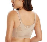 Lemorosy - Sujetador Reductor para Mujer con Cierre Delantero Minimizador sin Aros sin Relleno Copa Completa Básico para Tallas Grandes (Marrón,90F)