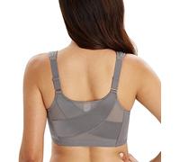 Lemorosy - Sujetador Reductor para Mujer con Cierre Delantero Minimizador sin Aros sin Relleno Copa Completa Básico para Tallas Grandes (Gris,105B)