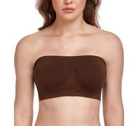Lemorosy Sujetador sin Tirantes Mujer Básico Multiposiciones Minimizador Push up Copa Completa Tallas Grandes Invisible T-Shirt (Marrón,L)