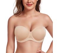 Lemorosy - Sujetador sin Tirantes Push up con Aros Tallas Grandes Básico Copa Completa 85G, Beige