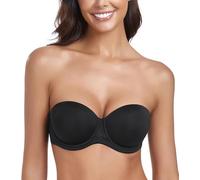 Lemorosy - Sujetador sin Tirantes Push up con Aros Tallas Grandes Básico Copa Completa 95F, Negro