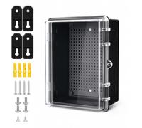 LeMotech Caja de conexiones IP67 resistente al agua Caja eléctrica de plástico ABS con bisagras con cubierta transparente, caja de proyectos para exteriores e interiores con placa de montaje, soportes