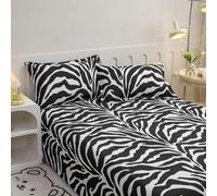 L'Emporio Casa Juego completo de sábanas con estampado de leopardo, estampado de cebra, para cama de matrimonio, muy suave, 100% algodón italiano (animal)