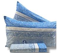 L'Emporio Casa Juego completo de sábanas de matrimonio Chloè, 100% algodón italiano, efecto seda (Drappo azul)