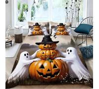 LEMRIXL Juego de Nórdica de Moda Cama 135/150 Gothic Calabaza A10769 | Juego de Cama de Extra Suave de Tamaño Grande, 220x240 cm, Cierre de Cremallera, Apto para Cualquier Época del Año, 3 Piezas