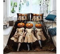 LEMRIXL Juego de Nórdica de Moda Cama 135/150 Gothic Calabaza A10883 | Juego de Cama de Extra Suave de Tamaño Grande, 220x240 cm, Cierre de Cremallera, Apto para Cualquier Época del Año, 3 Piezas