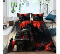 LEMRIXL Juego de Nórdica Duradera Cama 90 Gothic Castillo A10971 | Ropa de Cama de Extra Suave con Estampado 3D 150x220 cm, para Dormitorios Habitación Infantil, Fácil de limpiar, Invierno