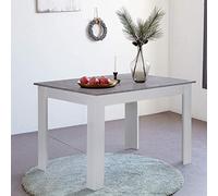LEMROE Mesa de comedor rectangular de madera de 120 cm, 4 plazas, grande, moderna, cuadrada, para cocina, comedor, color gris y blanco, para el hogar, apartamento, restaurante, salón, dormitorio,