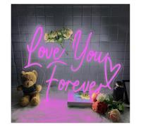 LEMST Arte Neón Moderno Luces De Neón Love You Forever Heart, Letreros De Neón Rosa Con Alimentación USB, Para Bodas Y Decoración De Salas De Estar 30cmx42cm(Segundo)