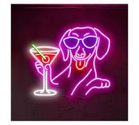 LEMST Decoración Lámparas Dachshund Drinking Martini Letreros De Neón