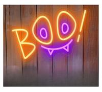 LEMST Decoración Lámparas Letrero De Neón Boo Con Forma De Búho, Luz Para Decoración De Habitación, Fiesta, Habitación Infantil, Sala De Estar, Lámpara Regulable Por USB, 26cmх40cm(UN)