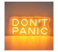 LEMST Decoración Lámparas Letrero De Neón Don't Panic regalo Para Amantes De Los Libros, Decoración De Neón Para La Salud Mental, Arte Mural Positivo Con Luz De Neón De 38X33cm(Orange,Green,Black)