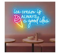 LEMST Decoración Lámparas Letrero De Neón Ice Cream Is Always A Good Idea