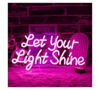 LEMST Decoración Lámparas Letrero de neón Let Your Light Shine Versículo bíblico alimentado por USB Jesús LED para sala oración Decoración dormitorio cristiano 42X23cm