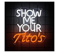 LEMST Decoración Lámparas Letrero De Neón Show Me Your Tito's Con Luz Regulable Para Bares De Cerveza Garajes Cuevas De Hombres Decoración De Fiestas Lámpara USB 30cmx28.5cm