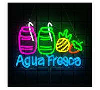LEMST Luces de neón Agua Fresca Letrero De Neón Bebida De Frutas Luz Regulable Para Restaurante Latino Tienda Puestos De Comida Café Bar Decoración Lámpara 15.16inx10.43in