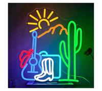LEMST Luces de neón Cactus Sunset Neon Sign Luces LED Regulables USB Para Sala De Estar, Dormitorio, Fiesta En Casa, Decoración Garaje, Accesorios 13.88x11.81in