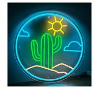 LEMST Luces de neón Letrero De Neón Con Diseño De Cactus, Sol Y Nubes, Ideal Para Decoración De Pared De Club, Bistró, Hogar, Fiestas, Con Luz Regulable De 46cmx46cm