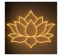 LEMST Luces de neón Letrero De Neón Con Forma Flor Loto, Diseño Minimalista, Ideal Para Decoración Estudios, Brillo Ajustable, 55cm(Orange,Blue,Green,Silver,Black)