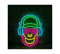 LEMST Luces de neón Letrero De Neón Con Luz Acrílica Y Diseño De Mono DJ, Con Atenuador USB Para Sala De Juegos, Bar De Música, Discoteca, Fiesta, Decoración De Pared