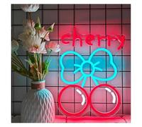 LEMST Luces de neón Letrero De Neón De Cereza, Decoración Artística De Pared Regulable Por USB Para Sala De Juegos, Dormitorio, Sala De Estar, Tienda, Bar, Fiesta,14.37x10.62inch