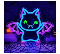 LEMST Luces de neón Letrero De Neón De Murciélago Con Colgante, Decoración De Habitación De Casa Embrujada Para Cueva De Hombre, Lámpara De Murciélago Gótica De 31.7x24.3cm