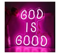 LEMST Luces de neón Letrero De Neón Dios Es Bueno Para Dormitorio, Oficina, Decoración Del Hogar 38x36cm