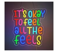 LEMST Luces de neón Letrero De Neón It's Okay To Feel All The Feels Con Luz Regulable, Decoración Colgante De Pared Para Fiestas En Casa Y Dormitorio 38x32.6cm