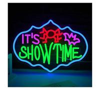 LEMST Luces de neón Letrero De Neón It's Show Time Con Luz Colorida Para Decoración De Pared Con Forma De Araña Y Murciélago, Para Fiestas De Terror, 42cmx30cm