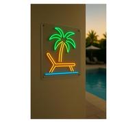 LEMST Luces de neón Letrero De Neón Para Piscina, Palmera Y Tumbona Para Sala Juegos, Dormitorio, Bar, Estar, Fiesta Cumpleaños, Decoración Pared 50cm(Re)