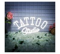 LEMST Luces de neón Letrero De Neón Tattoo Studio Luz LED Regulable Para Salón De Belleza, Tienda, Decoración Artística De Pared, Lámpara Iluminada Por USB 15.75inx8.66in(Blanco)