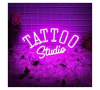 LEMST Luces de neón Letrero De Neón Tattoo Studio Luz LED Regulable Para Salón De Belleza, Tienda, Decoración Artística De Pared, Lámpara Iluminada Por USB 15.75inx8.66in(Púrpura)