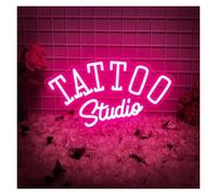 LEMST Luces de neón Letrero De Neón Tattoo Studio Luz LED Regulable Para Salón De Belleza, Tienda, Decoración Artística De Pared, Lámpara Iluminada Por USB 15.75inx8.66in(Rose red)