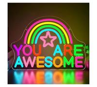 LEMST Luces de neón Letrero De Neón You Are Awesome, USB Regulable, Inspirador Para Decoración De Aula, Estudio, Dormitorio, 13.4x9.7Inch