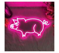 LEMST Luces de neón Lindo Cerdo Letrero De Neón Animal Luz Para Niños Dormitorio Fiesta De Cumpleaños Restaurante Habitación Decoración De Pared Lámpara 21.65inx12.8in