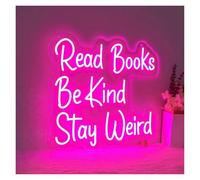 LEMST Luces de neón Read Books Be Kind Stay Weird Letrero De Neón Luz Regulable Para Regreso A La Escuela Aula Libro Sala De Lectura Librería Biblioteca Decoración 50cm(Rose Red)